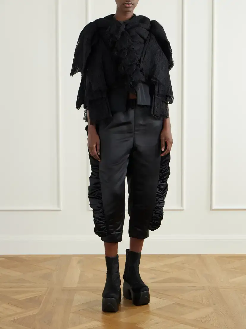 Comme des Garçons Ruffled Lace And Silk-blend Georgette Top | Thumbnail 2