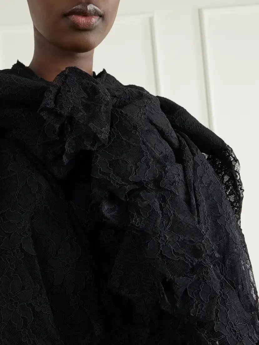 Comme des Garçons Ruffled Lace And Silk-blend Georgette Top | Thumbnail 4