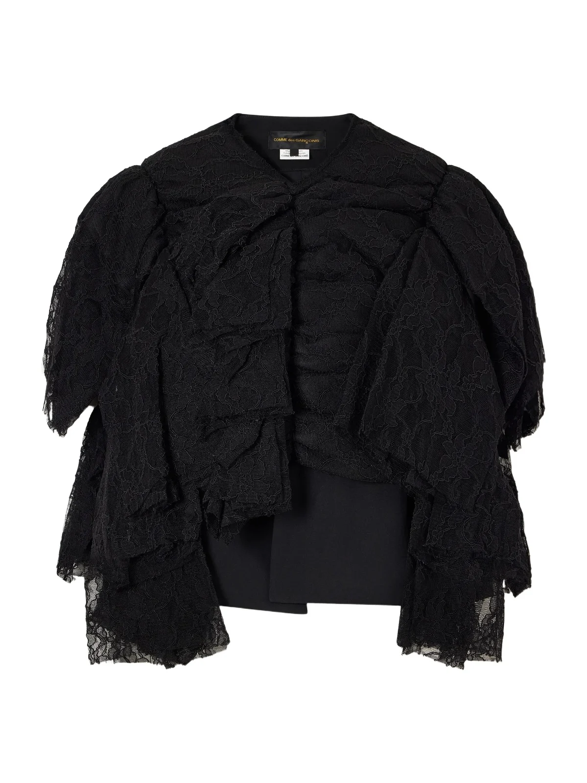 Comme des Garçons Ruffled Lace And Silk-blend Georgette Top
