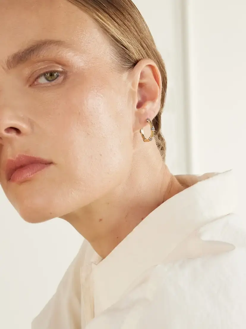 Lucy Delius Sciura 14-karat Gold Rhodium-plated Diamond Hoop Earrings | Thumbnail 2 Lucy Delius Sciura 14-karat Gold Rhodium-plated Diamond Hoop Earrings | Thumbnail 2