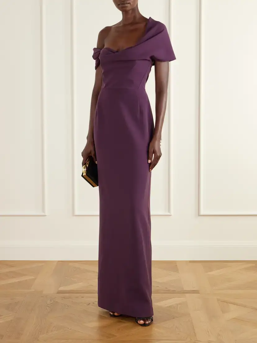 Carolina Herrera Sofia One-shoulder Draped Crepe Gown | Thumbnail 2 Carolina Herrera Sofia One-shoulder Draped Crepe Gown | Thumbnail 2