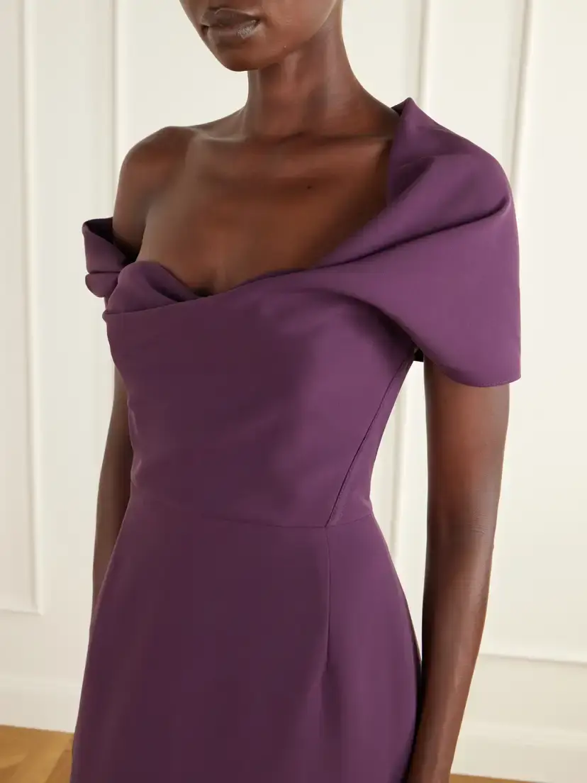 Carolina Herrera Sofia One-shoulder Draped Crepe Gown | Thumbnail 4 Carolina Herrera Sofia One-shoulder Draped Crepe Gown | Thumbnail 4