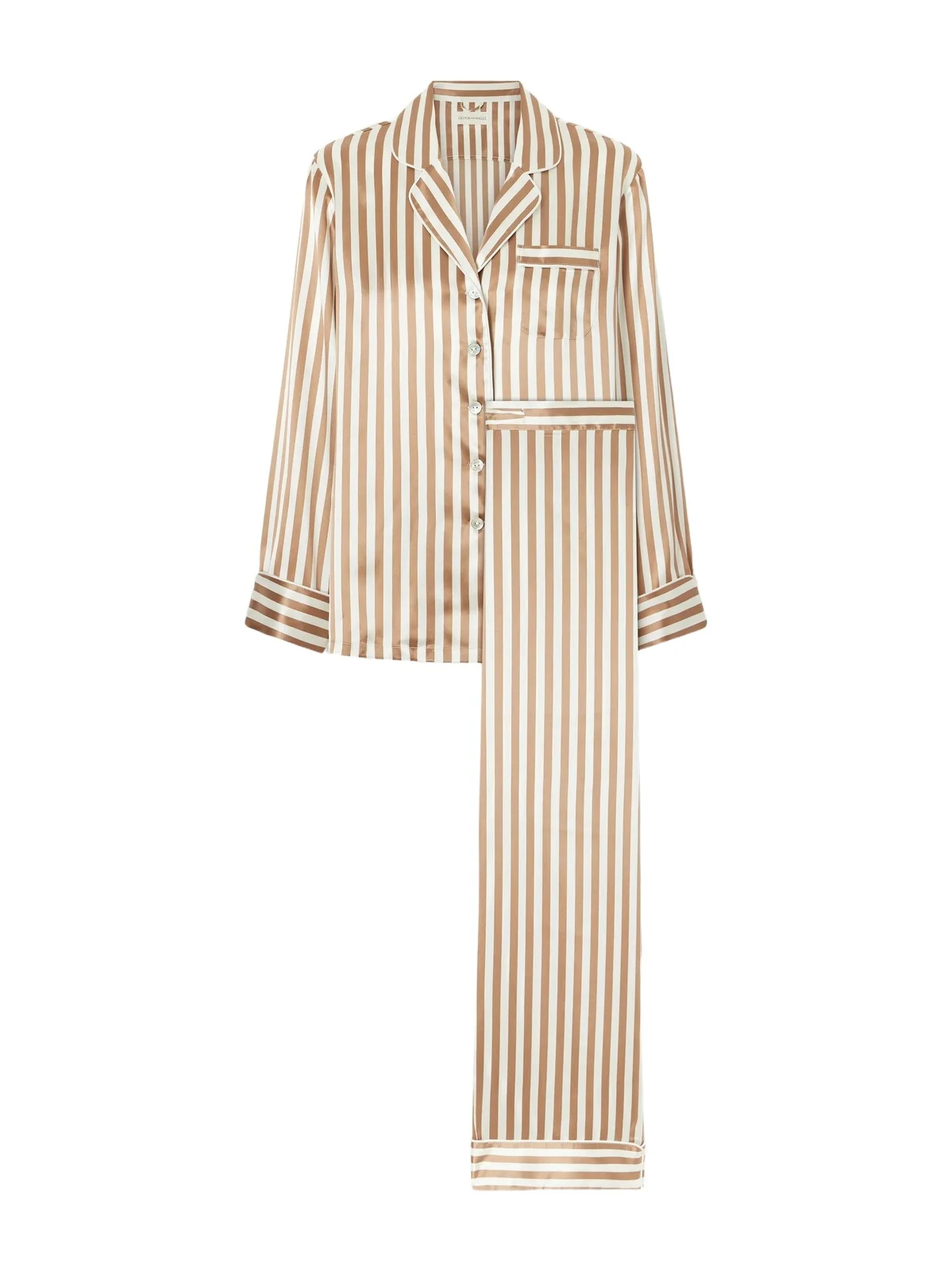 Lila Striped Silk-satin Pajama