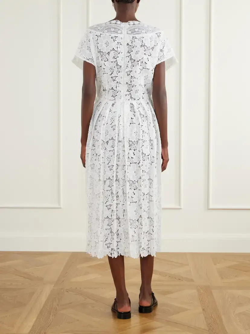 Simone Rocha Embellished Pleated Lace Midi Dress | Thumbnail 3 Simone Rocha Embellished Pleated Lace Midi Dress | Thumbnail 3