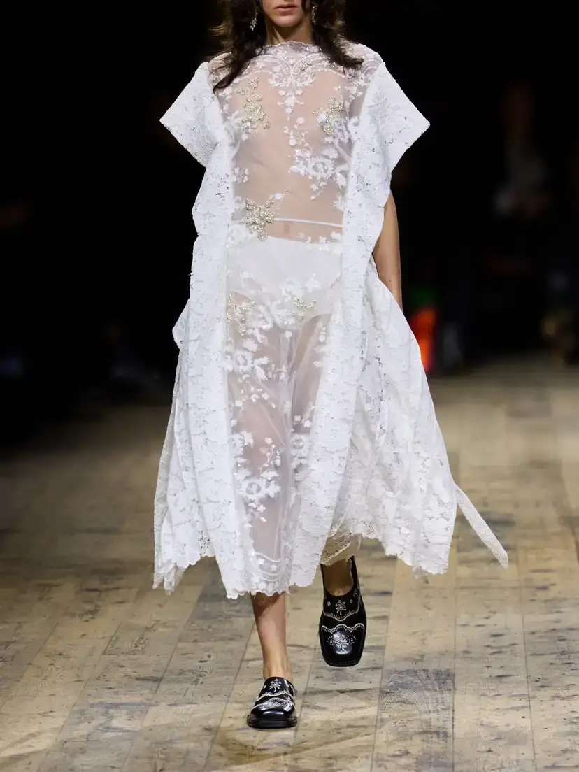Simone Rocha Embellished Pleated Lace Midi Dress | Thumbnail 6 Simone Rocha Embellished Pleated Lace Midi Dress | Thumbnail 6