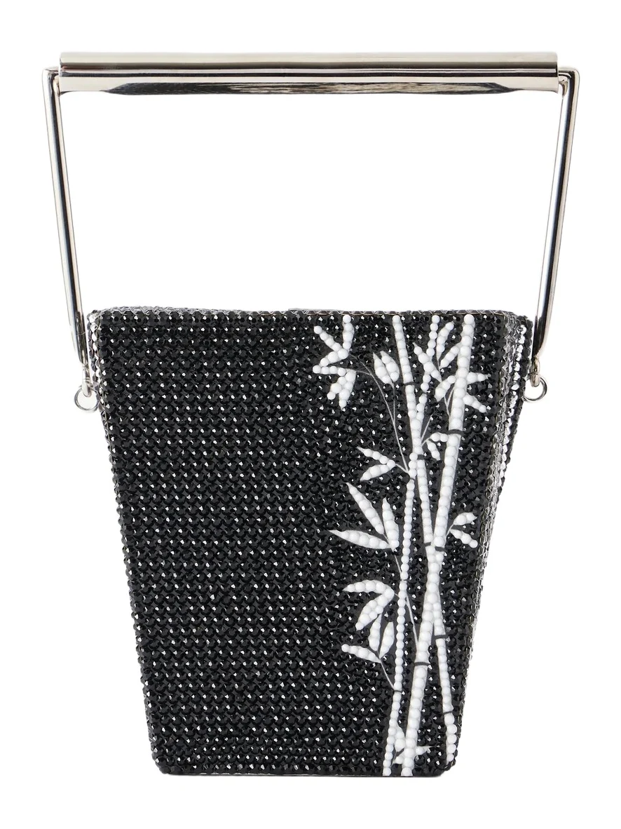 Bamboo Take Away Cup Crystal-embellished Silver-tone Clutch Bamboo Take Away Cup Crystal-embellished Silver-tone Clutch