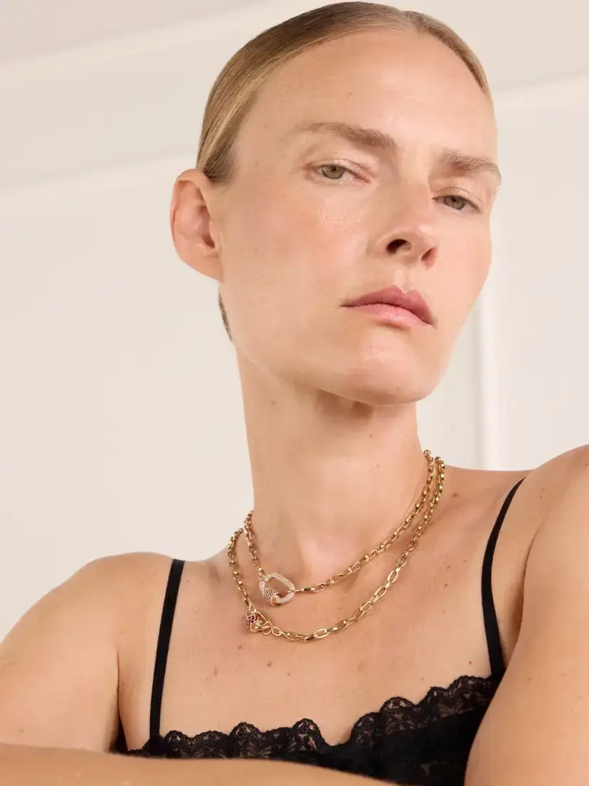 Marla Aaron Biker 14-karat Yellow And Rose Gold Chain Necklace | Thumbnail 4 Marla Aaron Biker 14-karat Yellow And Rose Gold Chain Necklace | Thumbnail 4