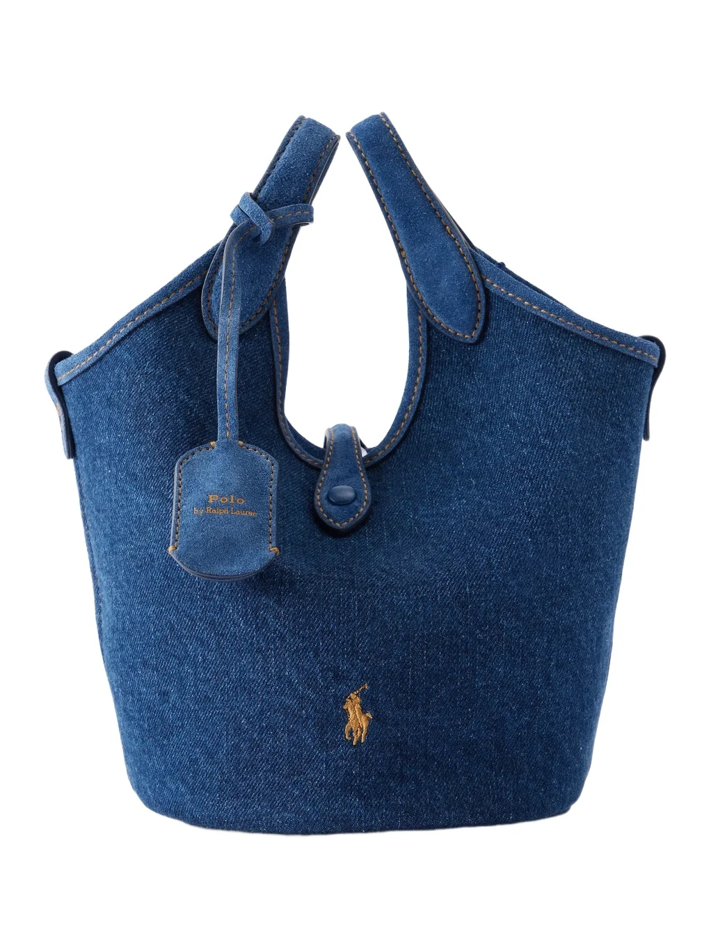 Logo-embroidered Suede-trimmed Denim Tote Logo-embroidered Suede-trimmed Denim Tote
