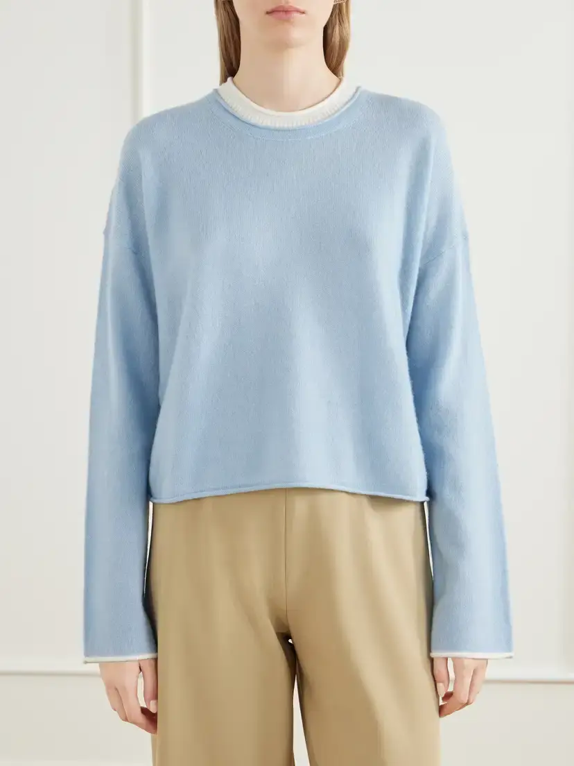 La Ligne Dominick Cashmere And Silk-blend Sweater - Blue | Thumbnail 3 La Ligne Dominick Cashmere And Silk-blend Sweater - Blue | Thumbnail 3