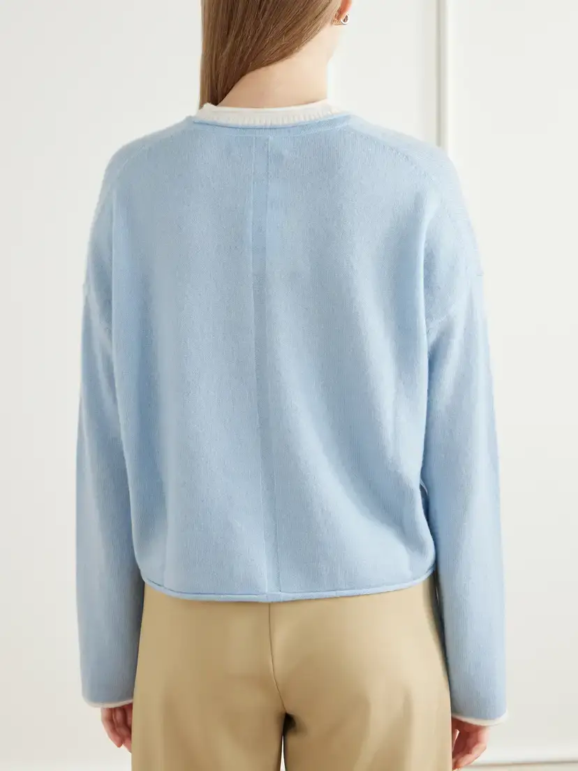La Ligne Dominick Cashmere And Silk-blend Sweater - Blue | Thumbnail 4 La Ligne Dominick Cashmere And Silk-blend Sweater - Blue | Thumbnail 4