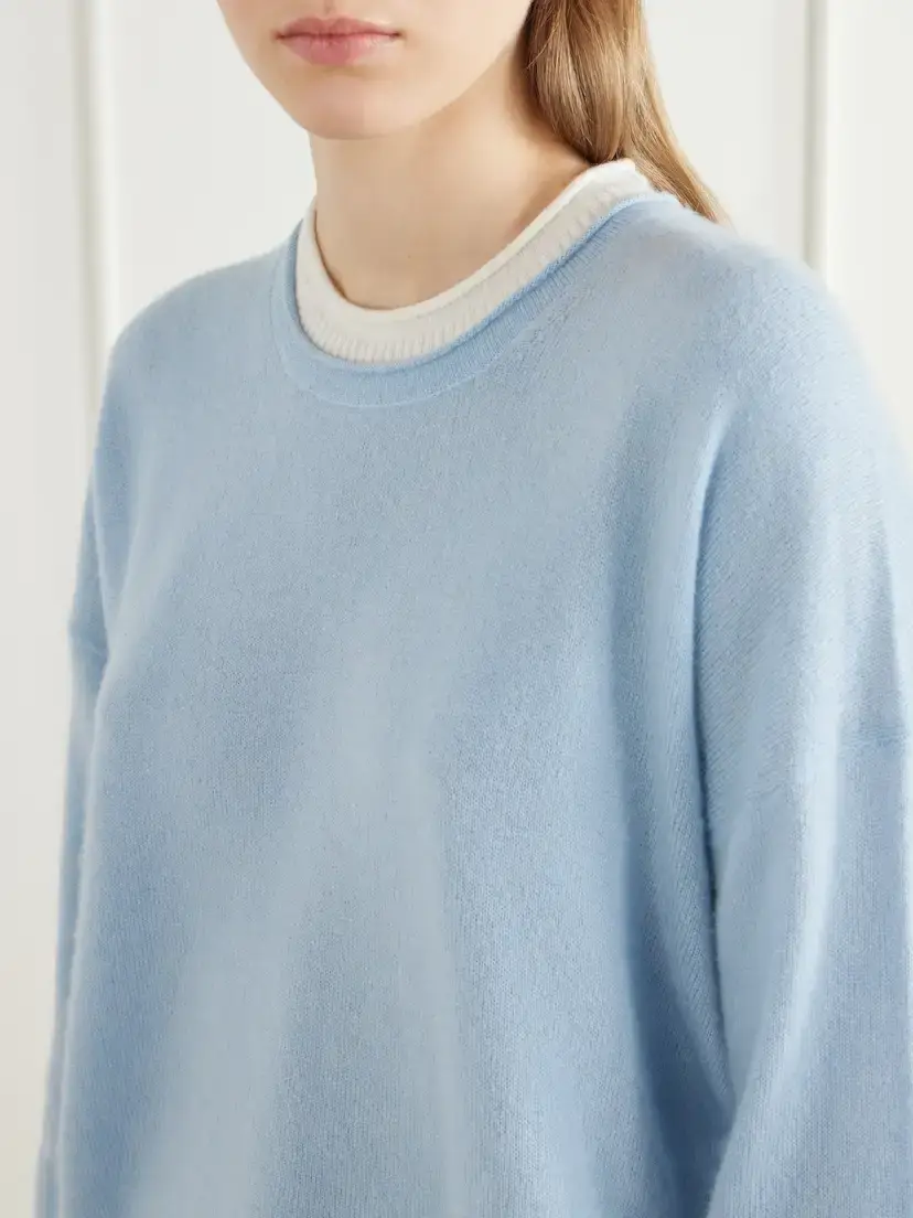 La Ligne Dominick Cashmere And Silk-blend Sweater - Blue | Thumbnail 5 La Ligne Dominick Cashmere And Silk-blend Sweater - Blue | Thumbnail 5