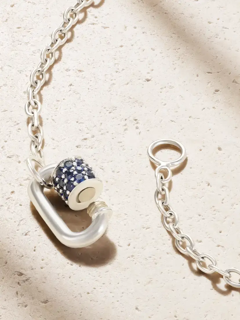 Marla Aaron Pulley And Chubby Babylock 14-karat White Gold Sapphire Necklace | Thumbnail 3