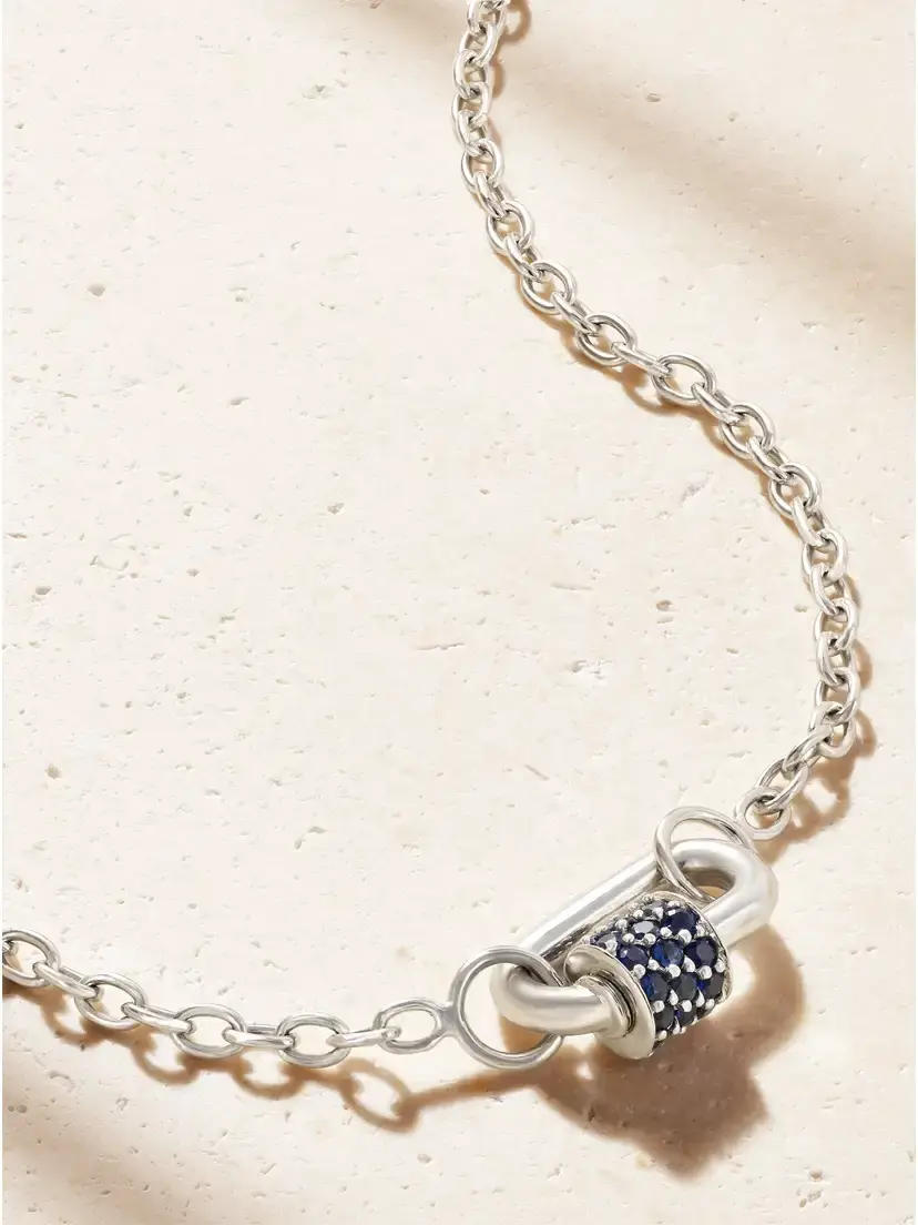 Marla Aaron Pulley And Chubby Babylock 14-karat White Gold Sapphire Necklace | Thumbnail 4
