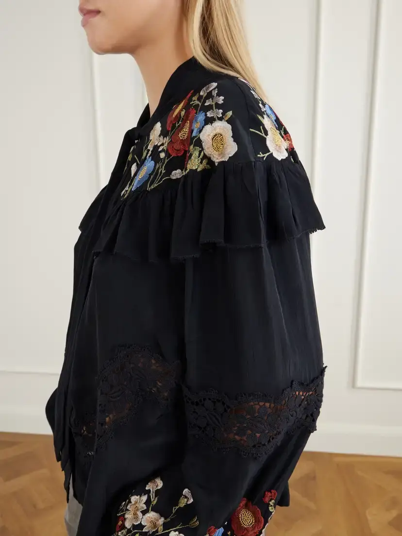Sea Ruwa Ruffled Embroidered Lace-trimmed Crepe Blouse | Thumbnail 5 Sea Ruwa Ruffled Embroidered Lace-trimmed Crepe Blouse | Thumbnail 5