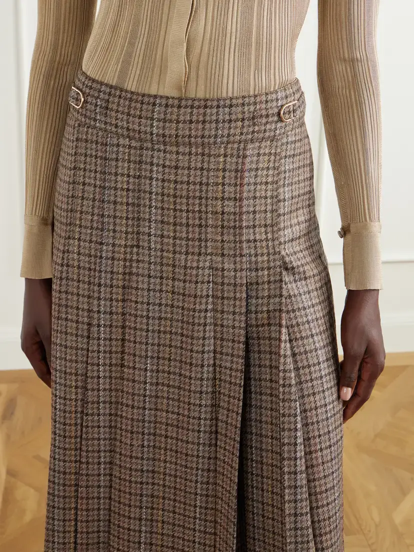 Gabriela Hearst Wesley Pleated Houndstooth Wool And Cashmere-blend Midi Skirt | Thumbnail 5 Gabriela Hearst Wesley Pleated Houndstooth Wool And Cashmere-blend Midi Skirt | Thumbnail 5