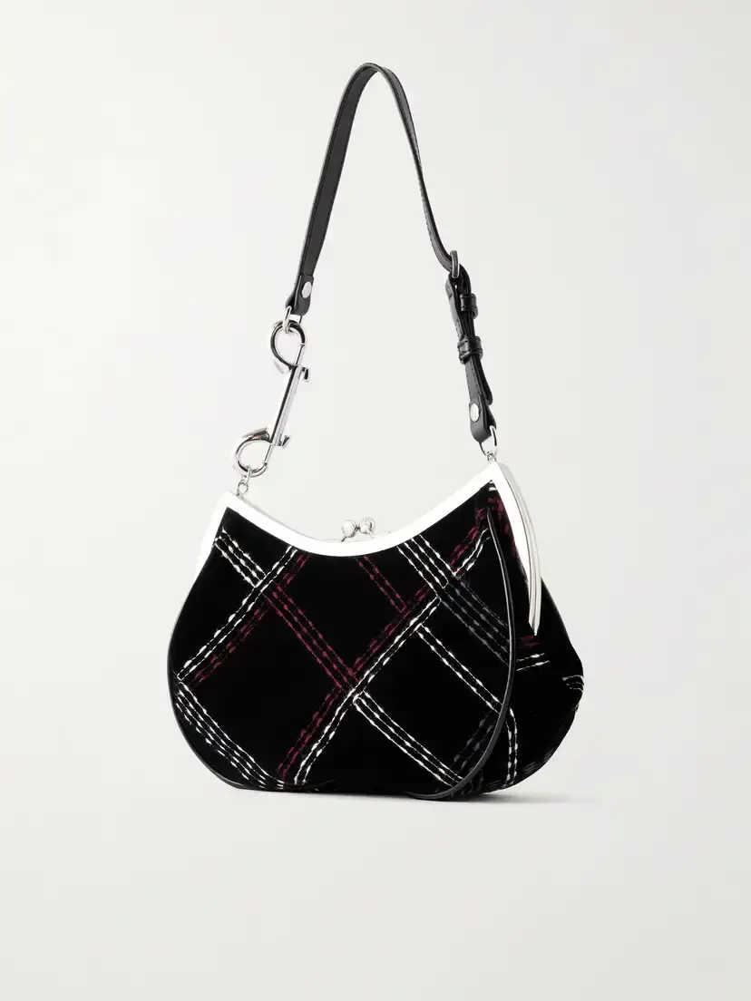 Vivienne Westwood Charm Frame Embellished Embroidered Velvet Shoulder Bag | Thumbnail 4