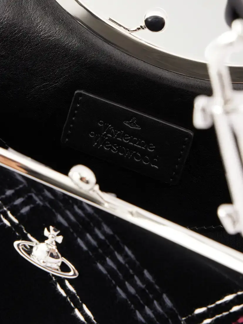 Vivienne Westwood Charm Frame Embellished Embroidered Velvet Shoulder Bag | Thumbnail 6