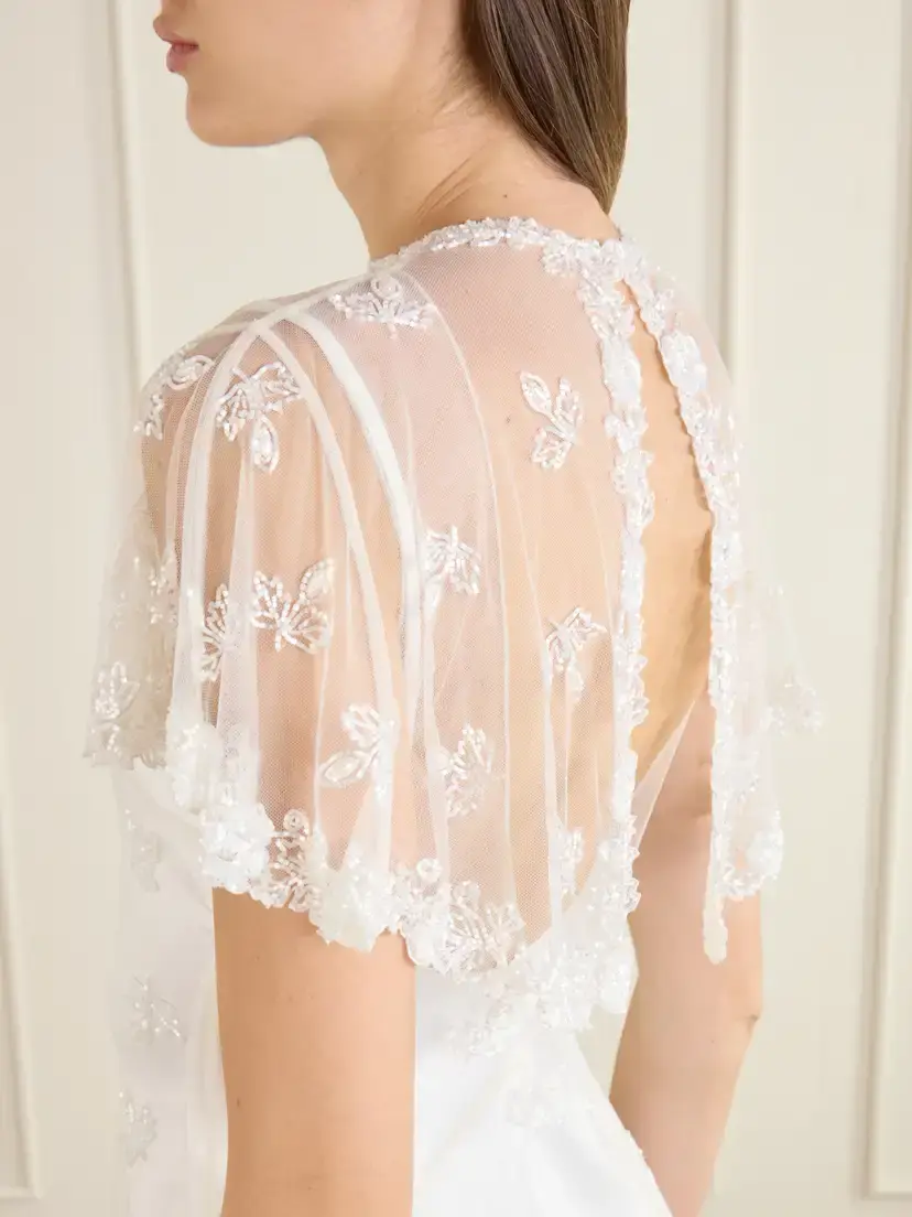 Clio Peppiatt Freya Cape-effect Embellished Tulle Mini Dress | Thumbnail 4 Clio Peppiatt Freya Cape-effect Embellished Tulle Mini Dress | Thumbnail 4