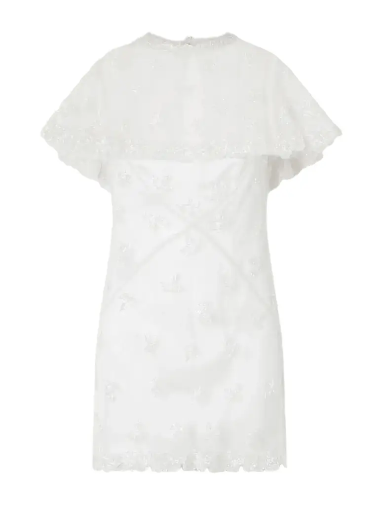 Clio Peppiatt Freya Cape-effect Embellished Tulle Mini Dress