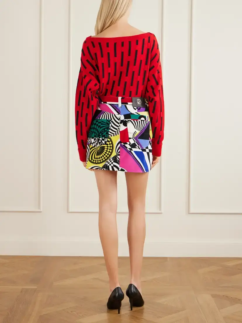 Versace Printed Cotton-velvet Mini Skirt | Thumbnail 3