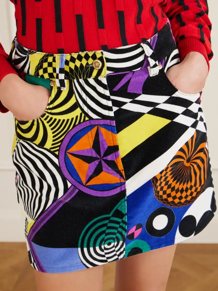 Versace Printed Cotton-velvet Mini Skirt | Thumbnail 4