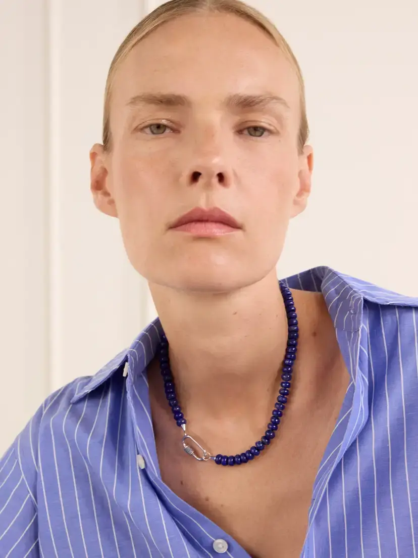 Marla Aaron Rondelle Strand + Stoned Medium Lock 14-karat White Gold, Sapphire And Turquoise Necklace - Blue | Thumbnail 2 Marla Aaron Rondelle Strand + Stoned Medium Lock 14-karat White Gold, Sapphire And Turquoise Necklace - Blue | Thumbnail 2