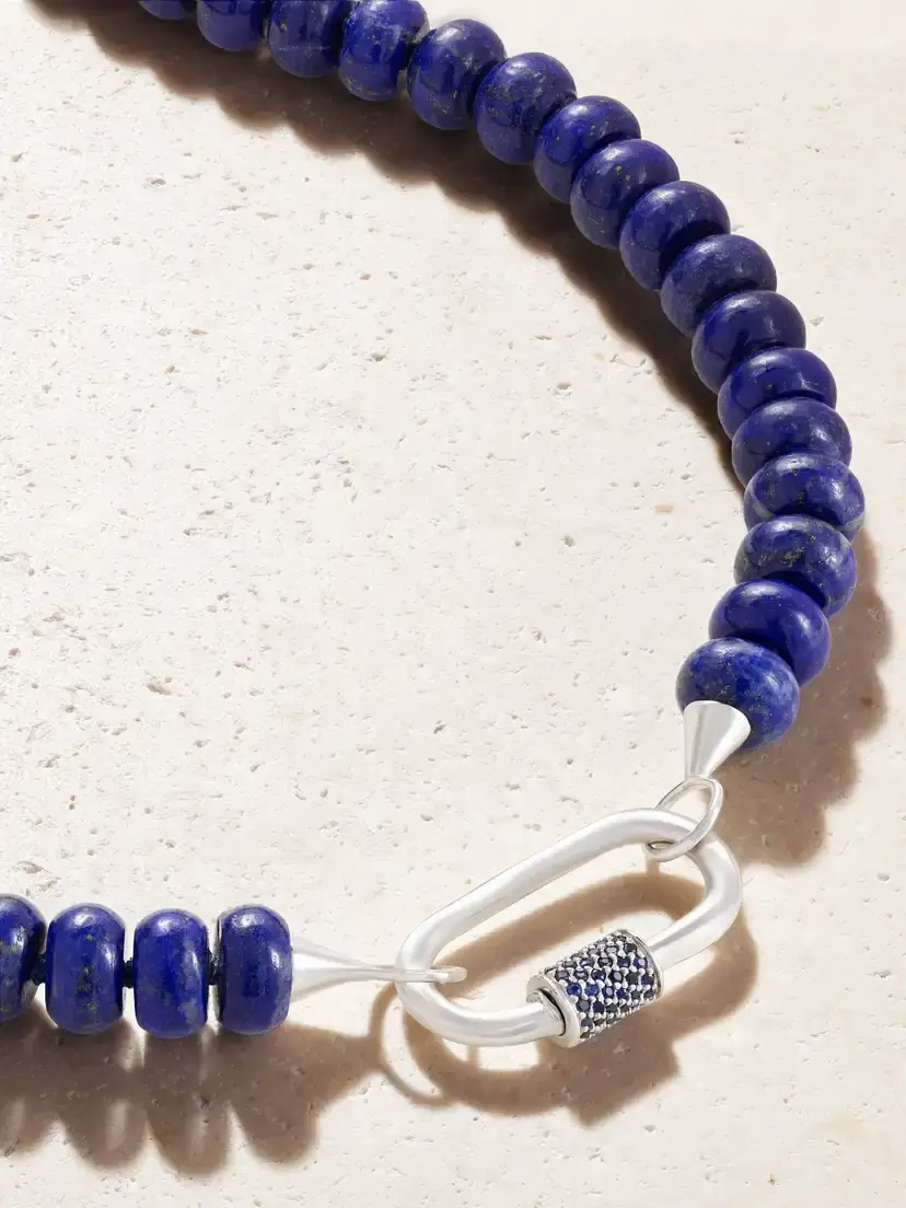Marla Aaron Rondelle Strand + Stoned Medium Lock 14-karat White Gold, Sapphire And Turquoise Necklace - Blue | Thumbnail 4 Marla Aaron Rondelle Strand + Stoned Medium Lock 14-karat White Gold, Sapphire And Turquoise Necklace - Blue | Thumbnail 4