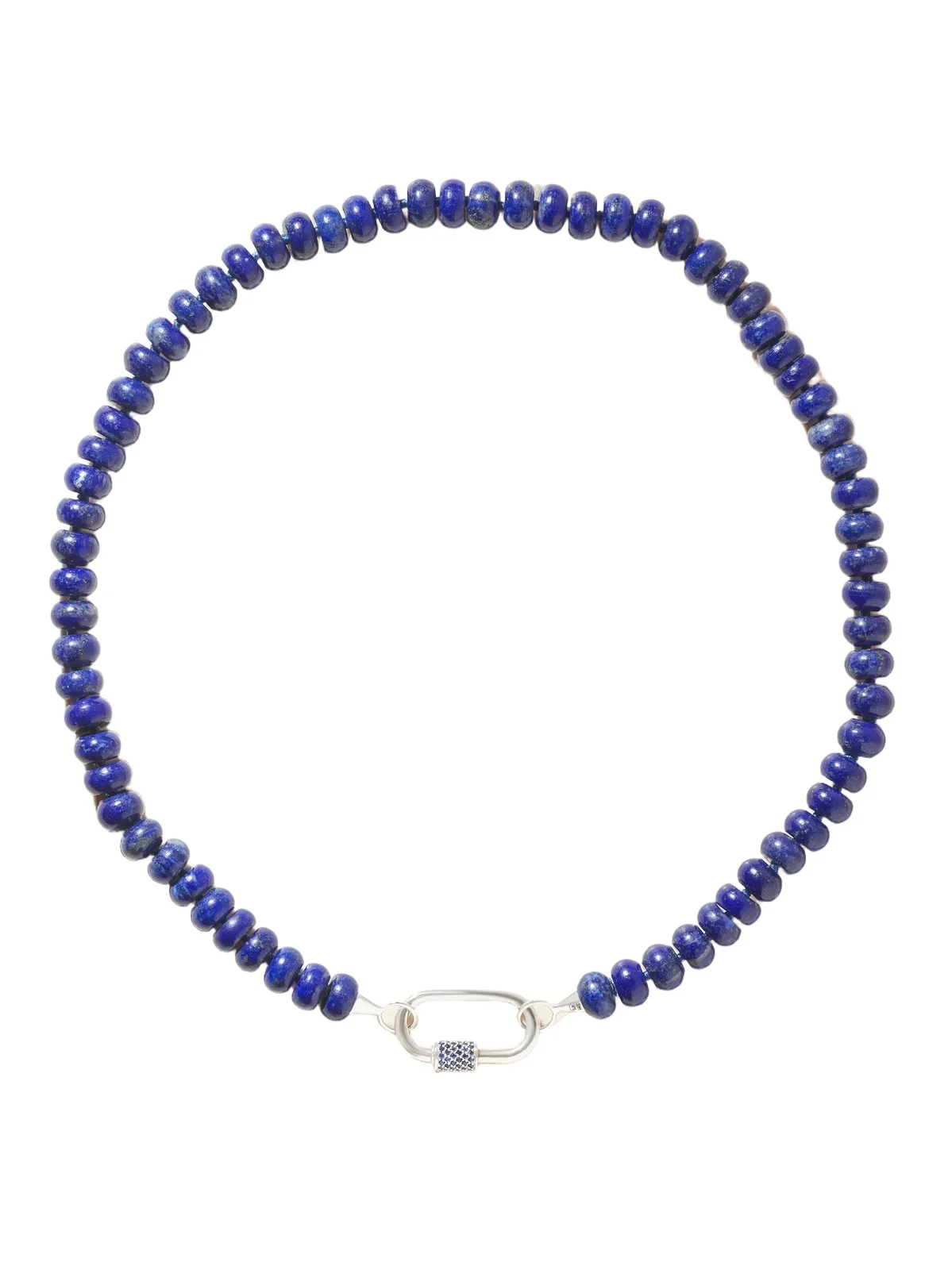 Marla Aaron Rondelle Strand + Stoned Medium Lock 14-karat White Gold, Sapphire And Turquoise Necklace - Blue