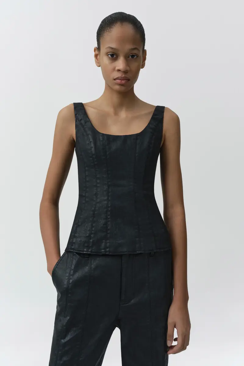 Simkhai Lachlan Coated Denim Bustier Top | Thumbnail 3 Simkhai Lachlan Coated Denim Bustier Top | Thumbnail 3