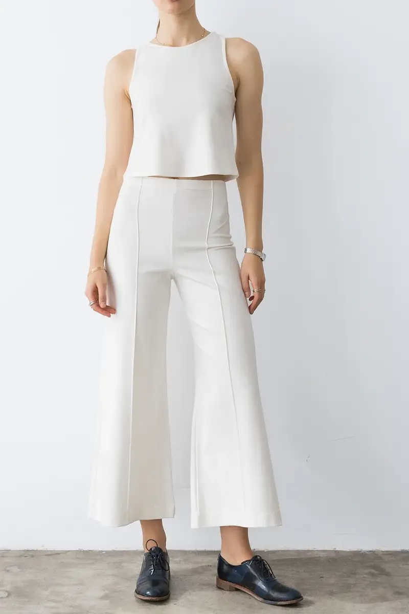 Cropped Wide Leg Pant - Off White Cropped Wide Leg Pant - Off White