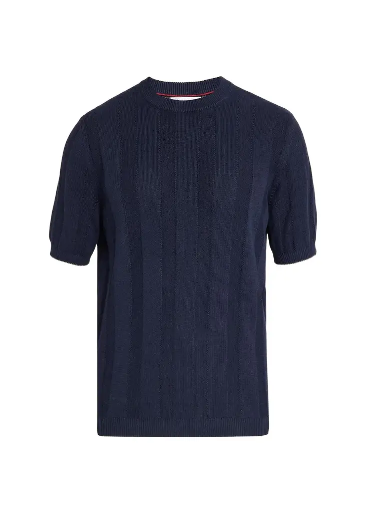 Brunello Cucinelli Men's Linen and Cotton Ribbed Short-Sleeve Sweater