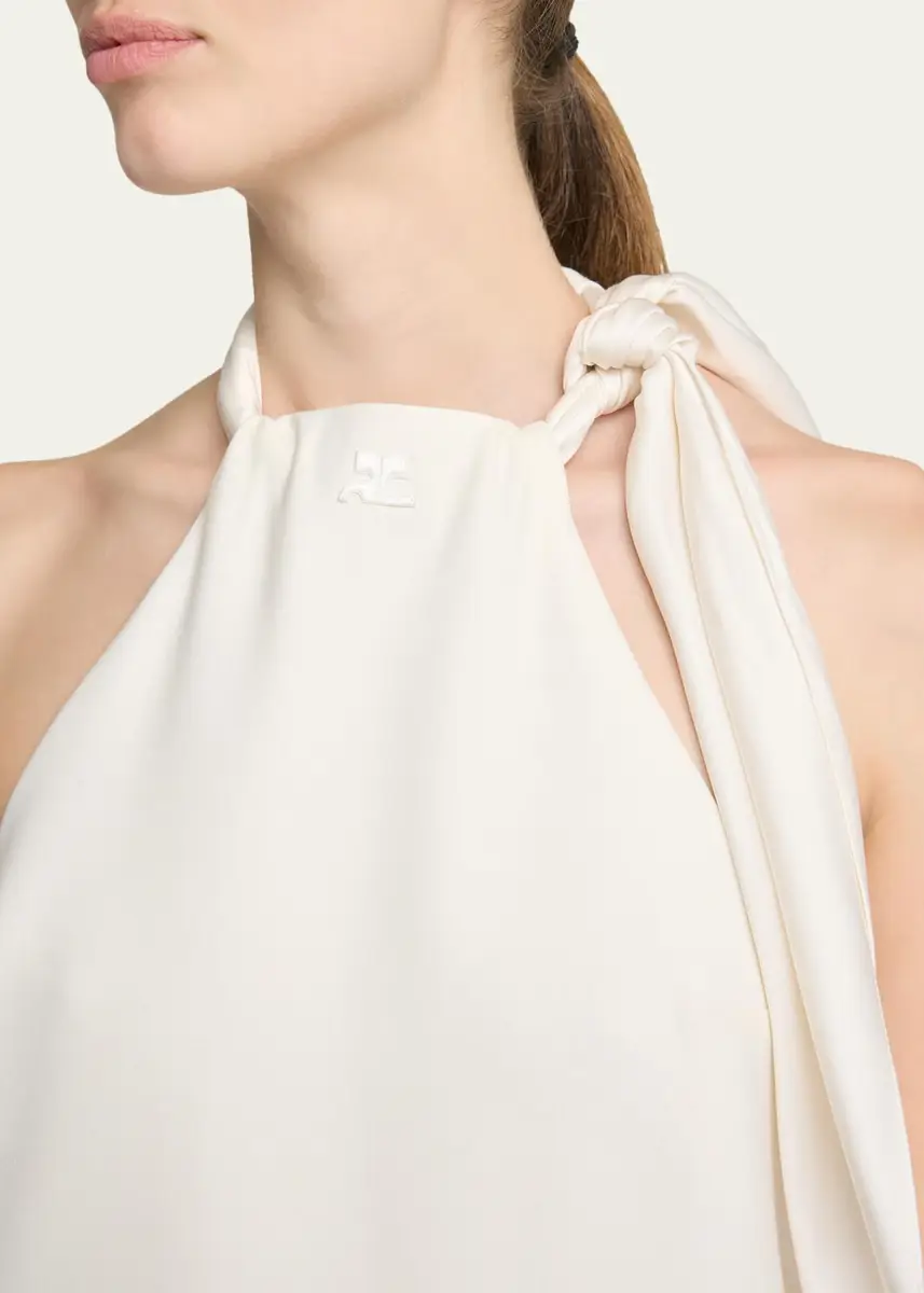 Courrèges Knotted Halter Stretch Wool Crepe Mini Dress | Thumbnail 5 Courrèges Knotted Halter Stretch Wool Crepe Mini Dress | Thumbnail 5