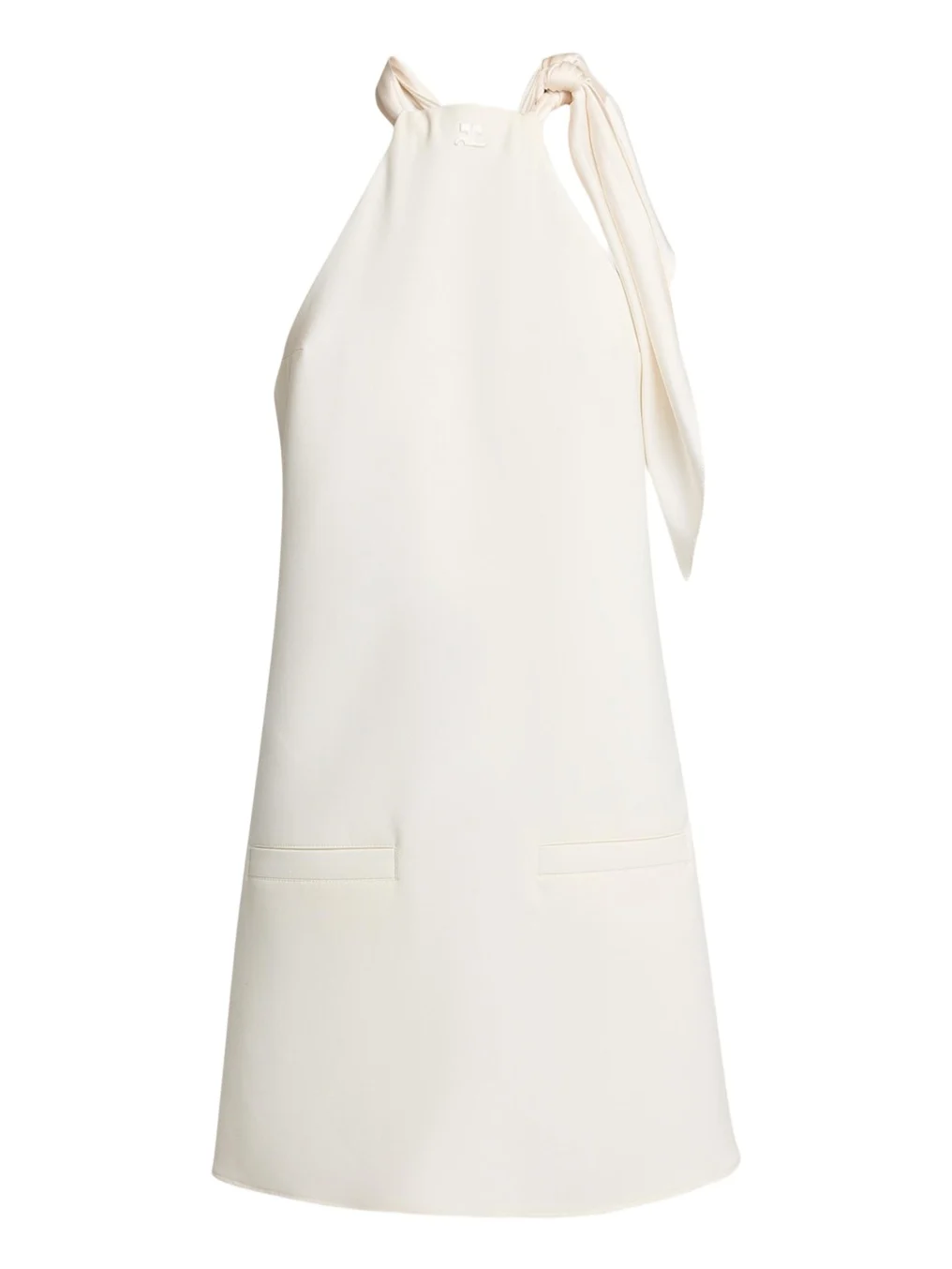 Knotted Halter Stretch Wool Crepe Mini Dress
