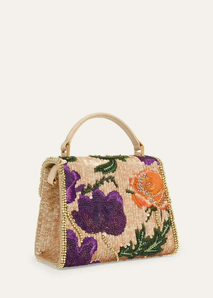 Valentino Garavani VSling Sequin Floral-Embroidered Top-Handle Bag | Thumbnail 3 Valentino Garavani VSling Sequin Floral-Embroidered Top-Handle Bag | Thumbnail 3