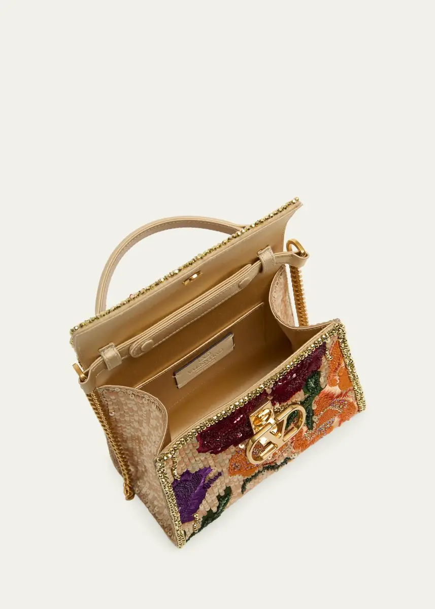 Valentino Garavani VSling Sequin Floral-Embroidered Top-Handle Bag | Thumbnail 4 Valentino Garavani VSling Sequin Floral-Embroidered Top-Handle Bag | Thumbnail 4