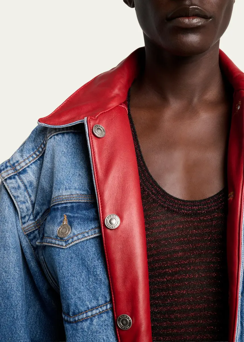 Isabel Marant Devyn Reversible Leather & Denim Jacket | Thumbnail 5 Isabel Marant Devyn Reversible Leather & Denim Jacket | Thumbnail 5