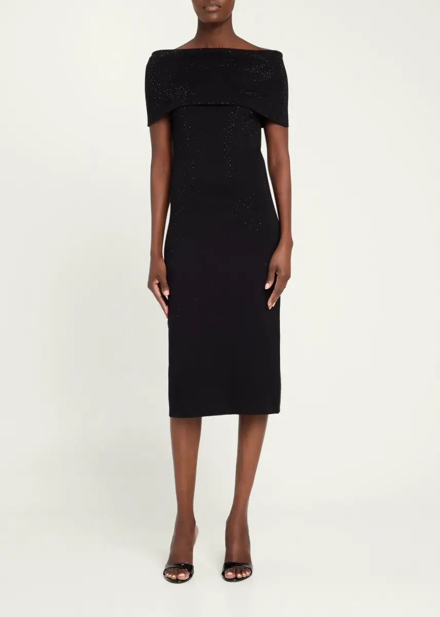 Rickie Freeman for Teri Jon Off-Shoulder Rhinestone Bodycon Midi Dress | Thumbnail 2 Rickie Freeman for Teri Jon Off-Shoulder Rhinestone Bodycon Midi Dress | Thumbnail 2