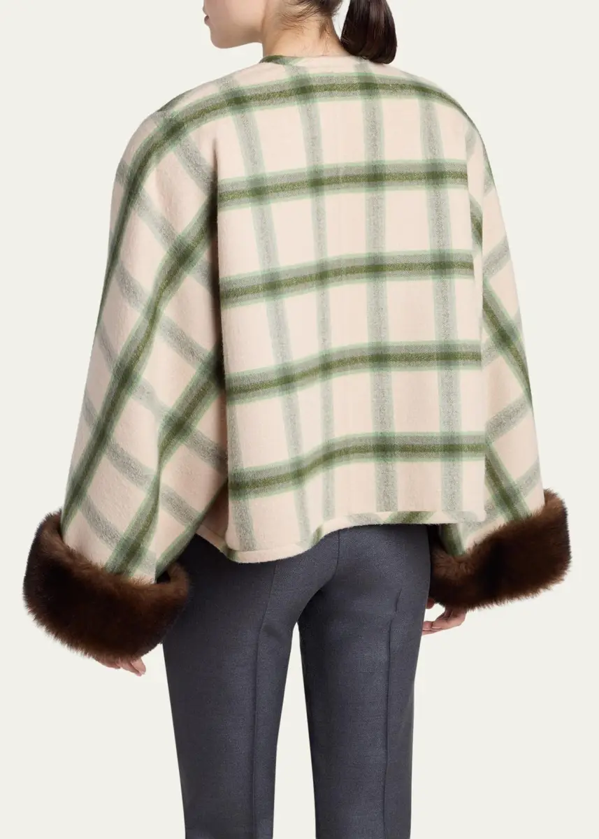 Valentino Garavani Interferenze Shearling-Cuff Plaid Jacket | Thumbnail 3