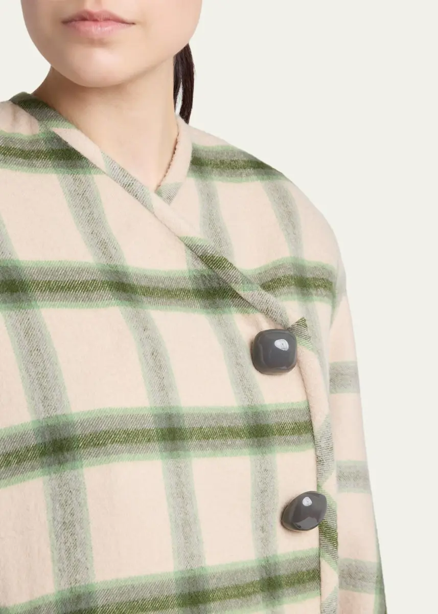 Valentino Garavani Interferenze Shearling-Cuff Plaid Jacket | Thumbnail 5
