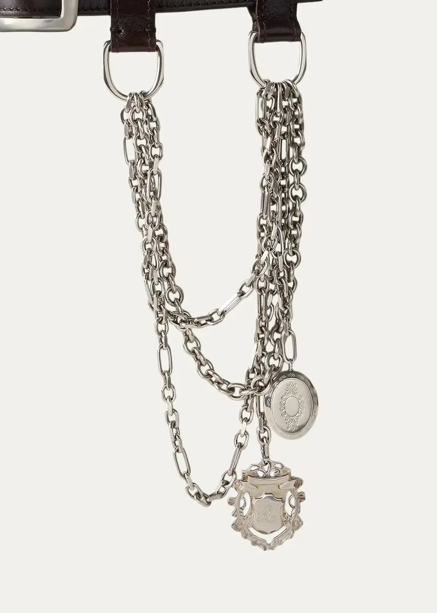Ralph Lauren Collection Chain-Trim Washed Leather Wide Belt | Thumbnail 3 Ralph Lauren Collection Chain-Trim Washed Leather Wide Belt | Thumbnail 3