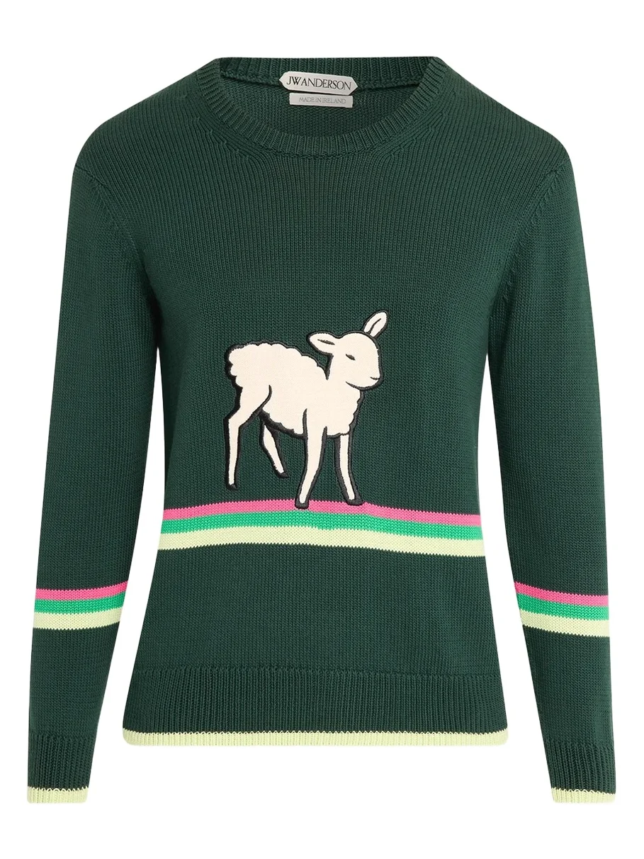 JW Anderson Men's Sheep Graphic Cotton Sweater