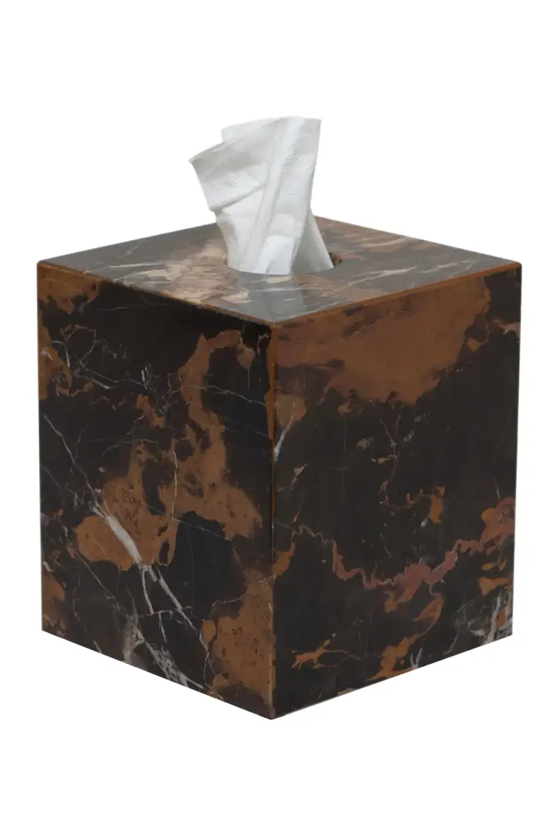 Marble Crafter Myrtus Collection Black & Gold Marble Tissue Box Holder | Thumbnail 2