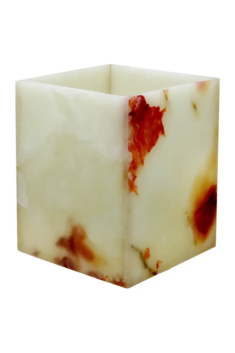 Marble Crafter Myrtus Collection Light Green Onyx Wastebasket w/ Liner | Thumbnail 2