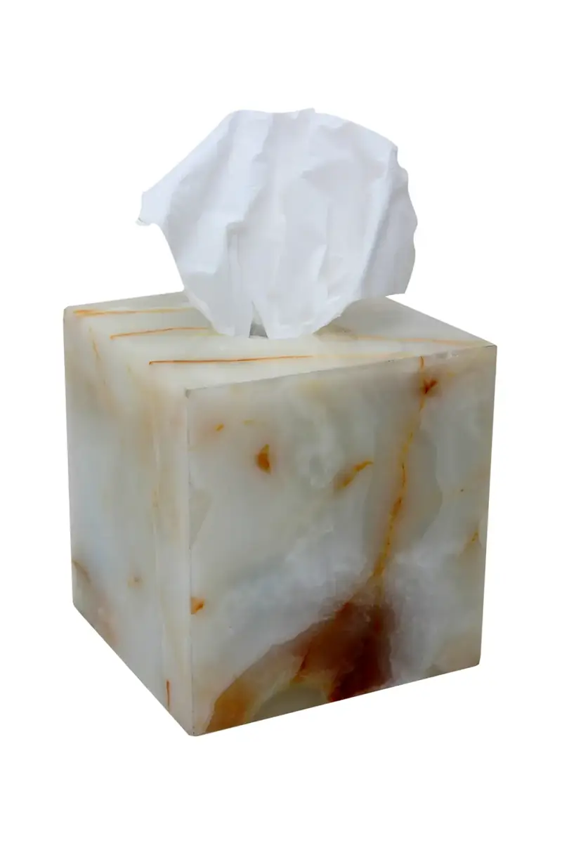 Marble Crafter Myrtus Collection Light Green Onyx Tissue Box Holder | Thumbnail 2