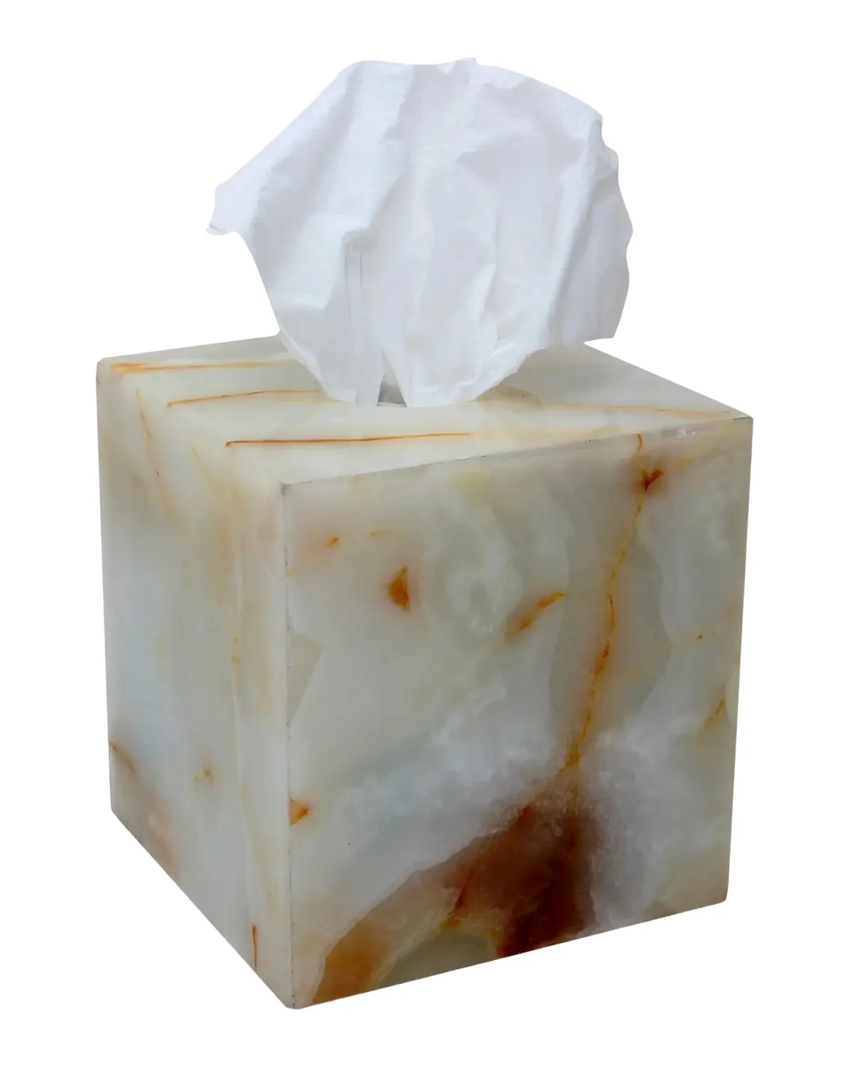 Marble Crafter Myrtus Collection Light Green Onyx Tissue Box Holder