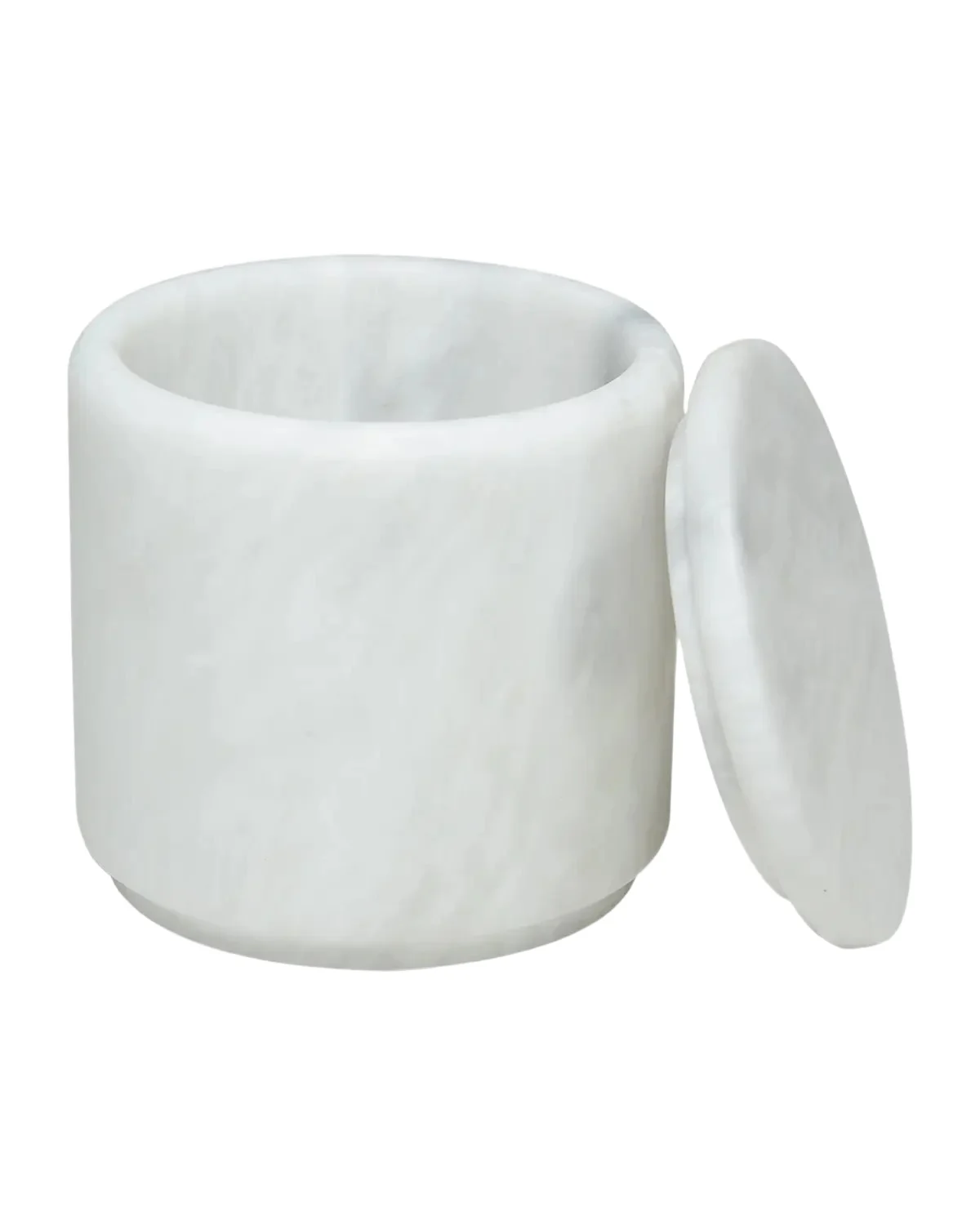 Marble Crafter Eris Collection Pearl White Marble Canister