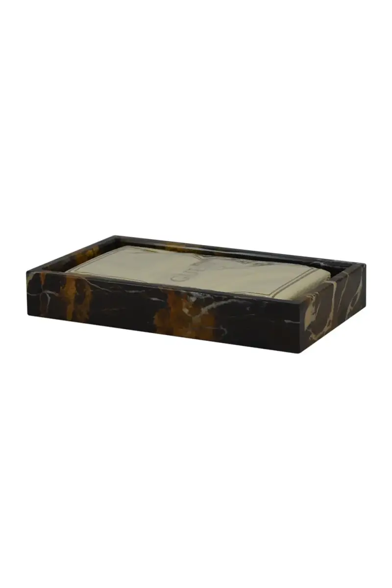 Marble Crafter Myrtus Collection Black & Gold Marble Guest Towel Tray | Thumbnail 2