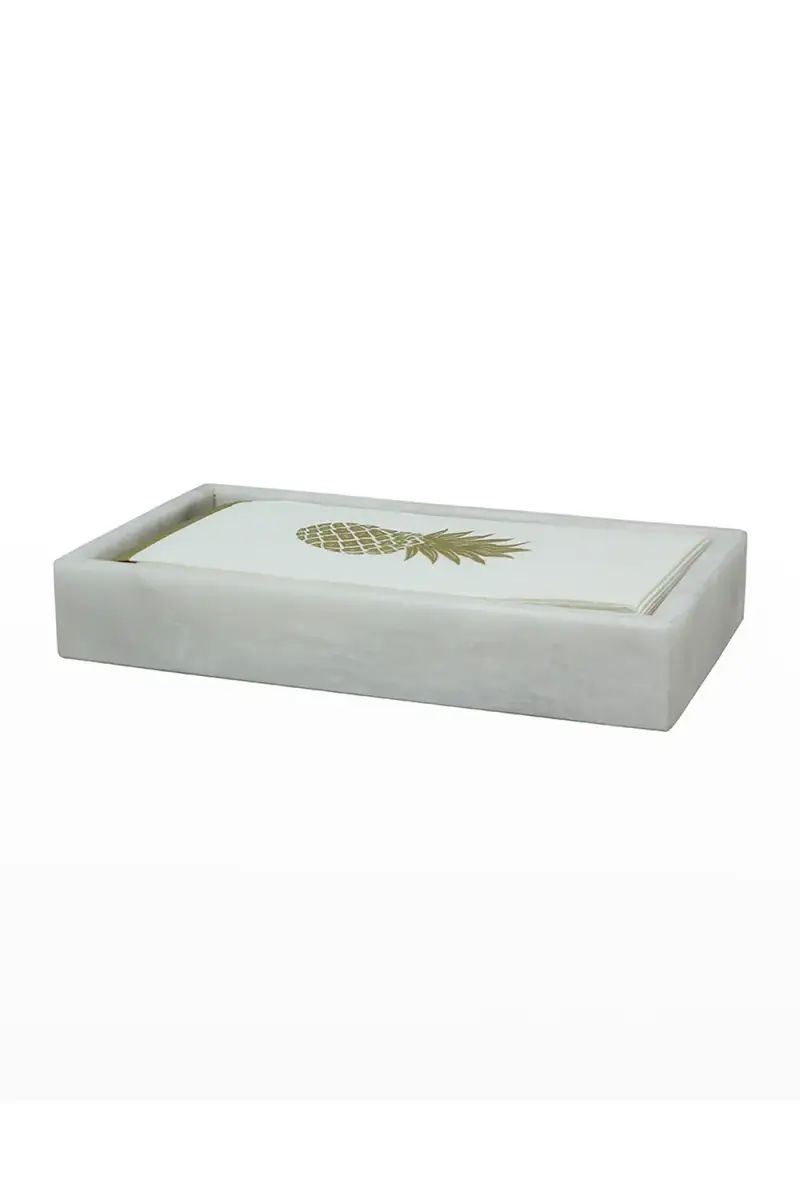 Marble Crafter Eris Collection Pearl White Marble Guest Towel Tray | Thumbnail 2