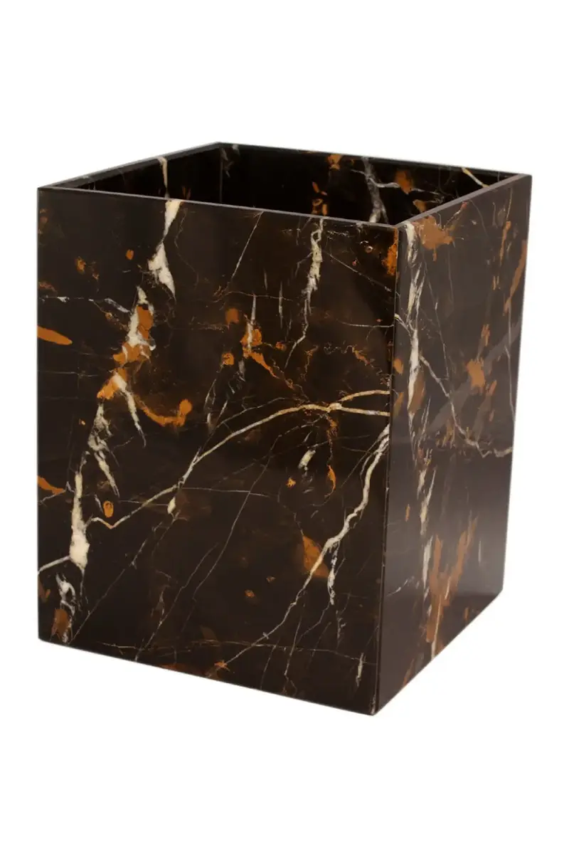 Marble Crafter Myrtus Collection Black & Gold Wastebasket w/ Liner | Thumbnail 2