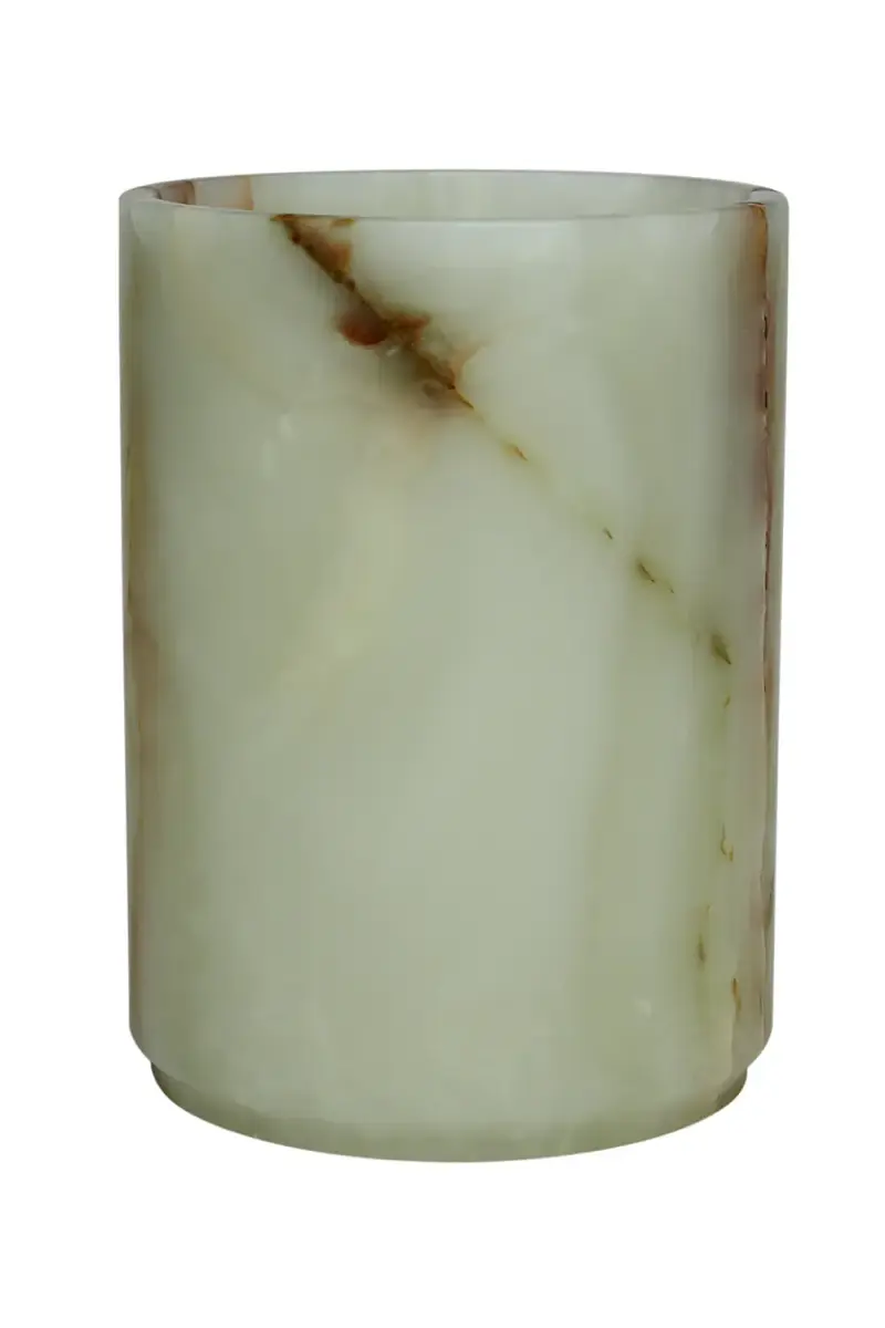 Marble Crafter Eris Collection Light Green Onyx Round Wastebasket w/ Liner | Thumbnail 2